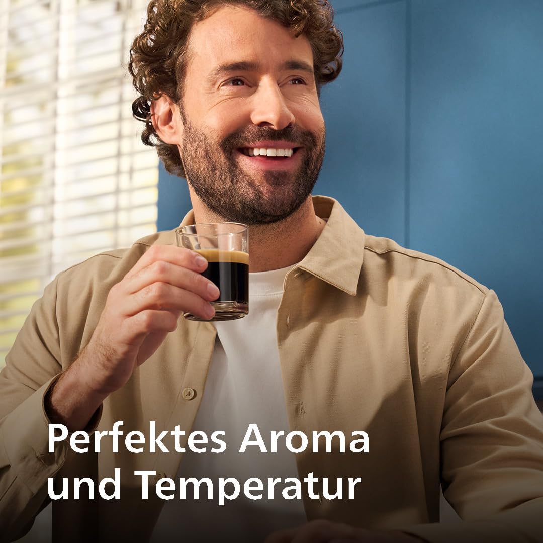 PHILIPS Serie 5500 Kaffeevollautomat – LatteGo Milchsystem, 20 heiße und kalte Kaffeespezialitäten, 40% leiser mit SilentBrew, QuickStart, Schwarz/Grau (EP5544/50)